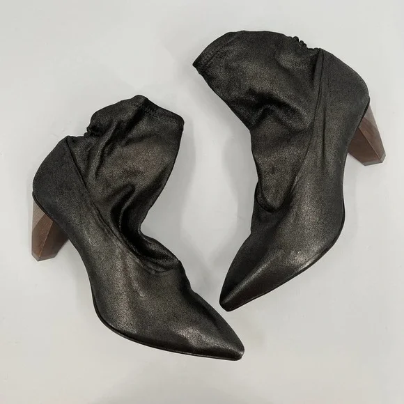 COCLICO Shoes Womens 37 Gray Metallic Juno Boot Stretch Anthracite Scrunch - Picture 5 of 12